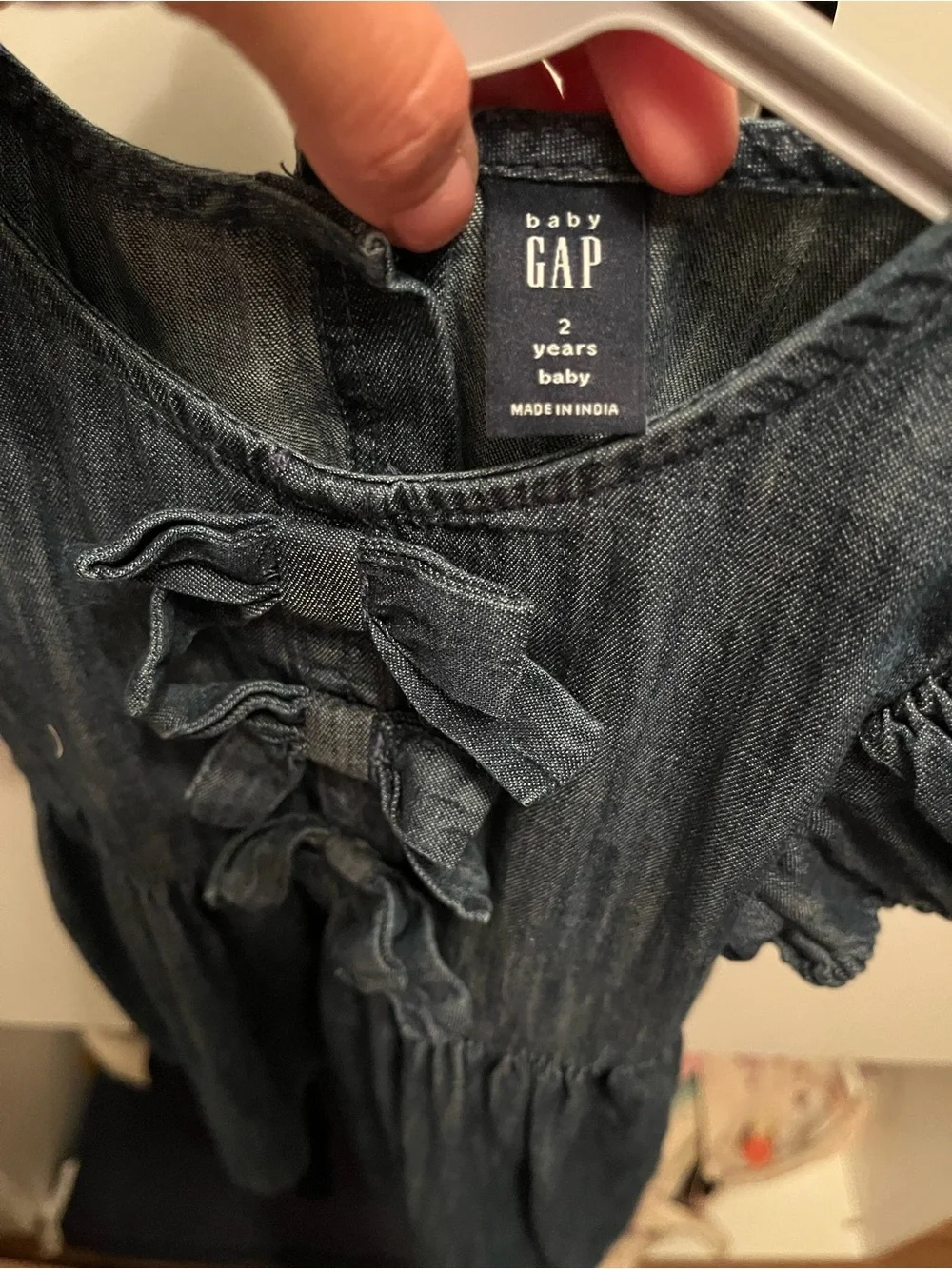 GAP Blue Denim Dress with Front Bows